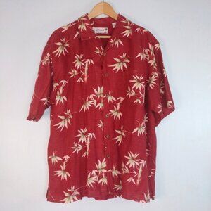 SUMMA Men's Bamboo Print Casual Shirt - Hawaiian Shirt Size XL Linen